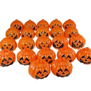 Pumpkin Jack O Lantern Orange Plastic Light Covers Lot of 22 Halloween Vintage